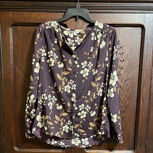 NWT G.H. Bass & Co. Floral Long Sleeve Blouse
